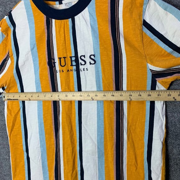 Vintage 90’s Guess T Shirt Mens Sz Medium Short Sleeves Logo Embroidered Striped - Picture 5 of 7